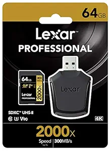 Lexar Professional 2000x 64 GB SDXC UHS-II Card with Reader