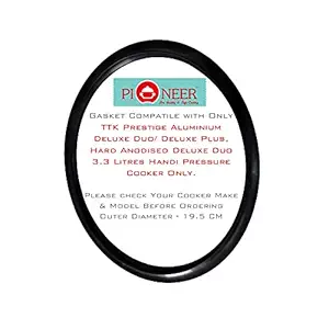 Pioneer Rubber | Nitrile | Seal | Ring | Belt Black Gasket Compatible For Prestige Outer Lid Pressure Cooker Handi 3.3 | 3 | Litres Aluminium | Steel | Hard Anodised (Pack of 1)