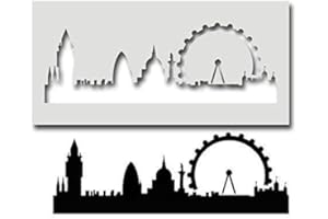 IDEAL STENCILS London Skyline Stencil Design, Decor Art Craft Template, Reusable, Paint Bespoke finishes on any surface (M/ 13X37CM)