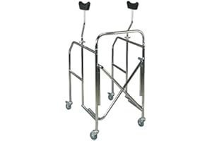 PRAXIS MEDICAL NETWORK DEAMBULATORE PIEGHEVOLE in acciaio verniciato con supporti ascellari regolabili in altezza + SEDILE IMBOTTITO IN OMAGGIO - Conforme alla normativa CE