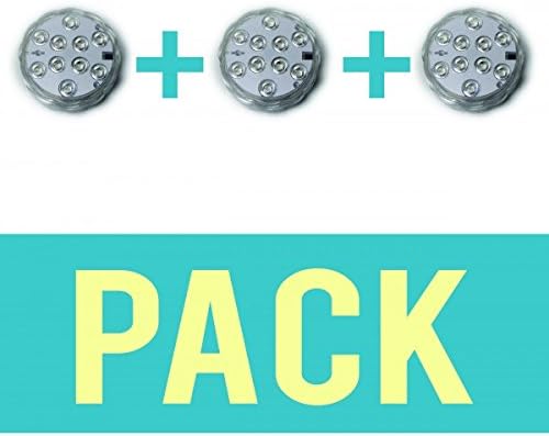 Pack of 3Â Spots Submersible LED Lights IP68Â Environment Humidity Remote Controllable 16Â Colours
