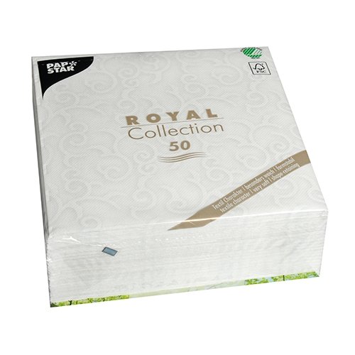 50 Servietten „ROYAL Collection“ 1/4-Falz 40 cm x 40 cm weiss „Casali“ 84876 Papstar Premium stoffähnlich hochwertig Qualität stabil gute Faltbarkeit Dekorservietten - 3