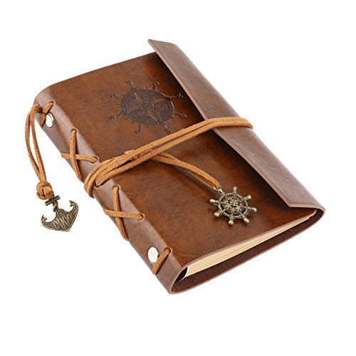 VORCOOL Jahrgang Traveller PU Cover Ringbucheinlagen String Notebook Notepad Travel Journal Tagebuch Reisetagebuch (braun) - 2