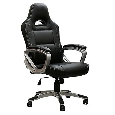 Intimate WM Heart IWMH Racing Chaise De Bureau Gaming Siège Baquet Sport Fauteuil Ergonomique Professionnel Hauteur Réglable Haute Doussier Inclinable En Similicuir PU Confortable Pour Ordinateur PC Gamer Joueur (Noir)