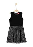 Top aus glänzendem Samt s.Oliver RED Label Junior Mädchen Samtkleid mit Glitzerspitze Black 140.REG