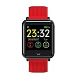 Ears Mehrere Fitness Kalorien Blutdruck Übung Herzfrequenz Schrittzähler Watch Smart Watch Uhr Versa Health Fitness Smartwatch Pulsmesser Schrittzähler Kalorienzähler Schlafanalyse für (Rot)