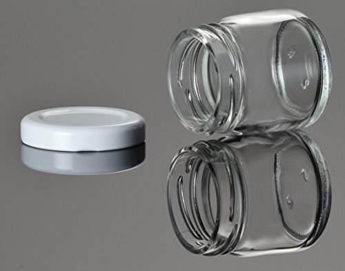 36 leere Einmachgläser „Mini“ 40 ml incl. Drehverschluss Weiß, Vorratsgläser, Marmeladengläser, Gewürzgläser, Einweckgläser (36, Deckel Weiß) - 5