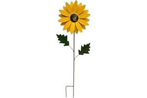 XJKLBYQ Sunflower Wind Spinners,Garden Metal Stake,Sunflower Windmill Pinwheels Flower Garden Ornaments for Outdoor Garden Yard Patio Decoration (Yellow)