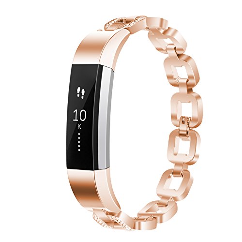 DigiHero Edelstahl-Ersatzarmband Band Armband für Fitbit Alta in Silber, Roségold (14 cm – 20,6 cm)