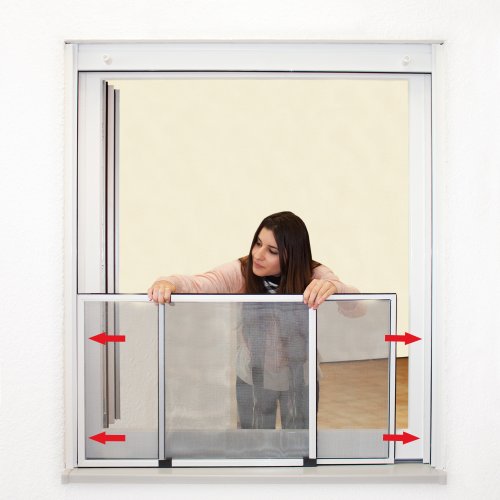 Insektenschutzrahmen Schiebfix / Fliegengitter / für Fenster, Balkontür, Terrassentür mit Rollladenführung, 100 x 75 cm (ausziehbar bis 193 cm) - 4
