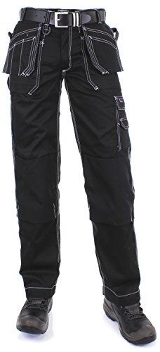 EDWIN Herren Arbeitshose / Bundhose mit Kniepolstertaschen Schwarz und Grau