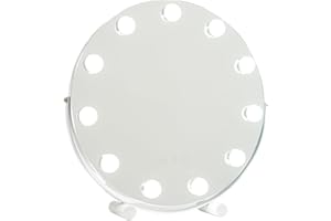 Flamingueo Espejo Maquillaje con Luz Redondo - 11 LED - 3 Modos de Luz - Intensidad Ajustable - Control Táctil - Posición Regulable - Vanity Mirror - Blanco - 42,5x10x42cm