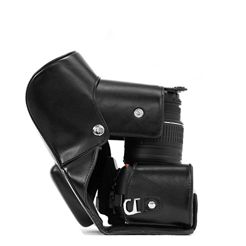 MegaGear MG1060 Etui souple en Cuir pour Nikon D3200  18-55mm  Noir