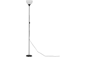 MiniSun | Modern Gloss Black Uplighter Floor Lamp with a White Shade | Floor Lamps & Torchieres, Home Décor & Improvement Essential