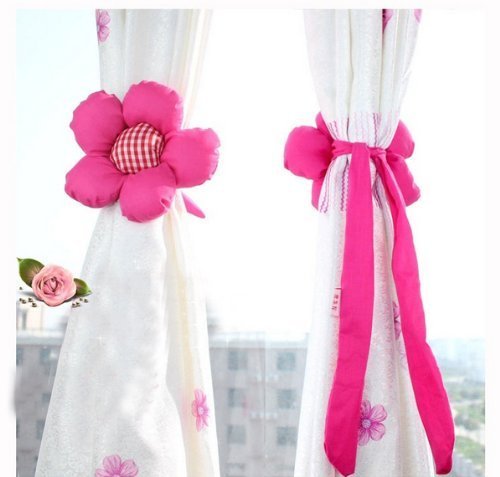 Homgaty 1 Paar niedliche Blume Form Raffhalter Gardinen Halter Klemme für Kinderzimmer Schlafzimmer Mädchen – Sun Flower Pink - 6