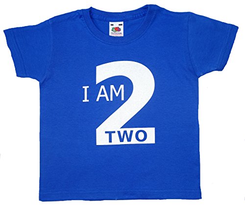 Fab4babystars Children's I Am 2 Tee Shirt, Royal Blue, Age 2-3 years
