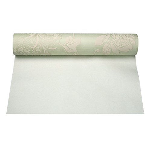 Kinlo 0.53x10m 3D Relief Blumentapete Vliestapete Wandtapete Mustertapete für Wohnzimmer Kinderzimmer und Schlafzimmer Hellgrün - 5