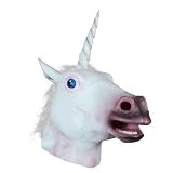 cabeza unicornio goma eva Color: Blanco queenshiny Blanco Unicornio Cabeza Máscara Cara Completa Silicón Latex Imitación de Piel Disfraz Cosplay