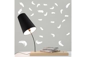 Blue Magic Design 32 Feathers Vinyl Stickers DIY Wall Art Window Decoration Decals - Silver