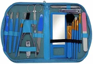 Womens Pedicure Manicure 18-in-1 Travel Accessories Kit, 100g - Pack of 1 Beauty Tool Manicure Kit, pedicure tools for feet, Nail Cutters, Manicure Pedicure kit for women (color-Blue)