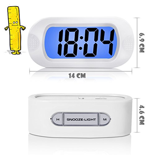 ZHPUAT Digital-Wecker Tischuhr mit Silikonhülle Snooze Bunten Licht Stoßfest ideales Geschenk Für Kinder(Weiss) - 4
