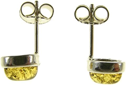 SA EarringsBaltic amber and sterling silver 925 green stud earrings