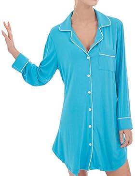 iBaste Camicia da notte Dormire camicia Scollo a V Manica lunga S-XL