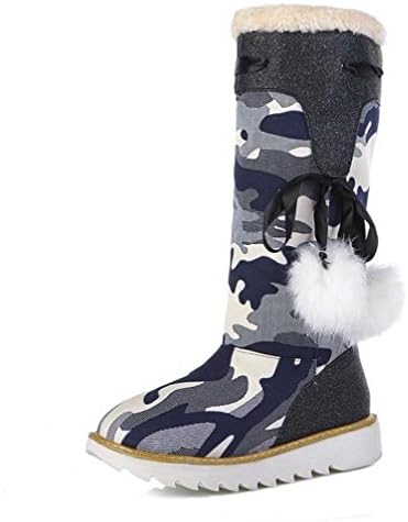 Women's Bow high boots thick low snow boots plus thick warm rabbit cotton boots , black , 41