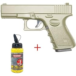 Galaxy Airsoft G.15 Type Glock 17 Culasse Métal à Ressort Couleur Désert Bouteille de Billes 0.12 Offert Forces Spéciales/Swat/Cosplay/Puissance 0.5 Joule