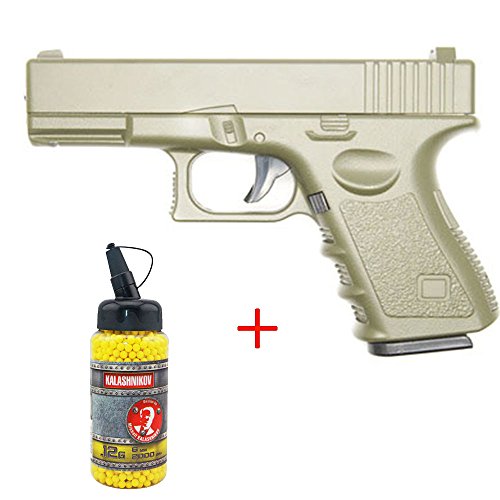 Galaxy Airsoft G.15 Type Glock 17 Culasse Métal à Ressort Couleur Désert Bouteille de Billes 0.12 Offert Forces Spéciales/Swat/Cosplay/Puissance 0.5 Joule