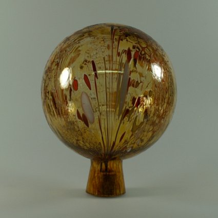 Gartenkugel Rosenkugel mit Granulat gold d 15cm mundgeblasen handgeformt Lauschaer Glas das Original
