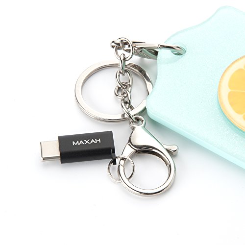Type C Adapter MAXAH USB C auf Micro USB Konverter Adapter Aluminium-Legierung Gehäuse,mit Schlüsselring,OTG kompatibel,2er Set,für USB Type C Geräte z.B. MacBook, OnePlus 2, Nexus 5X, Nexus 6P, ChromeBook Pixel, Nokia N1,Huawei P9,Huawei Nexus 6P,LG Nexus 5X,Meizu Pro 5,Microsoft Lumia 950/XL,ZUK Z1,Google Pixel C (Schwarz) - 6