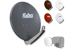 Fuba Digital Sat-Anlage 4 Teilnehmer | Sat Komplettset - Premium Aluminium Sat Schüssel Fuba DAA 650 in Wunschfarbe + DEK 417 Quad LNB 4 Teilnehmer 8K, 4K, UHD, HDTV und 3D-kompatibel