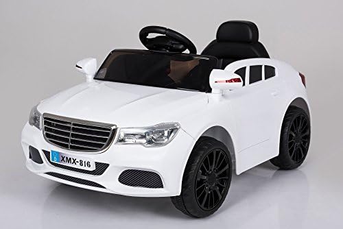 2017 Kids Ride On Car Mercedes CLA Saloon Style Electric Ride On Car with 12V Twin Motors + Music + Openable Doors + Parental Remote Control + Battery Indicator, in white