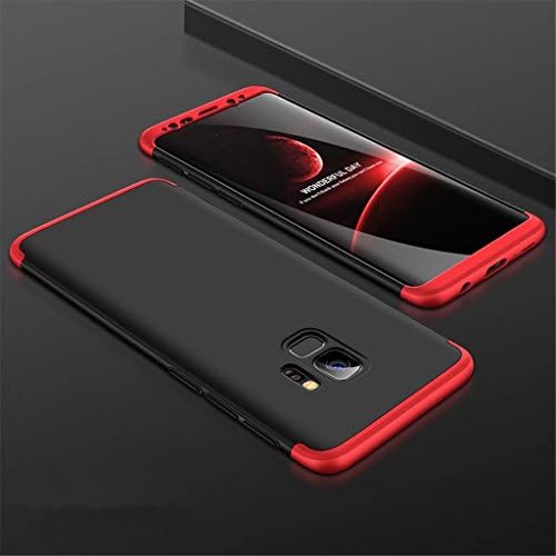 Samsung Galaxy S9 Plus Case Fanxwu 360 Degree Protection 3 in 1 Combination Ultra Slim Cover Anti-scratch Protective Rubber Hard Case - Red+Black