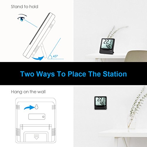 Amir Hygrometer Thermometer, Hygrometer Digital, Indoor Digitales Thermo-Hygrometer Luftfeuchtigkeit Messer Thermometer Hygrometer mit Min/Max und LCD Schirm für Schlafzimmer, Büro, Wohnzimmer, usw.(Schwarz) - 4