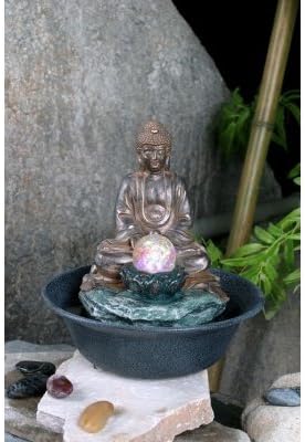 Buddha with LED Crystal Ball Table Top Water Feature