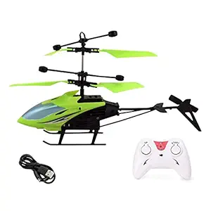 NHR Plastic Infrared Exceed Helicopter Sensor Aircraft USB Charger Flying Helicopter 2 in 1 Flying Helicopter with Remote, 6 to 14 Years (Green)