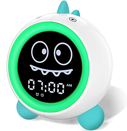 Sveglia per bambini, orologio per allenamento del sonno con luci notturne, macchina del suono, ora di svegliarsi, orologio per bambini (verde)