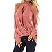 Produktbild ESAILQ Frau Mode V-Ausschnitt Schulterfrei Langarm T-Shirt Tops Bluse(Large,Rosa)