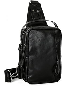 Everdoss Herren PU Leder Brusttasche Chest Pack klein Schultertasche Messenger Bag Bauchtasche Freizeittasche...