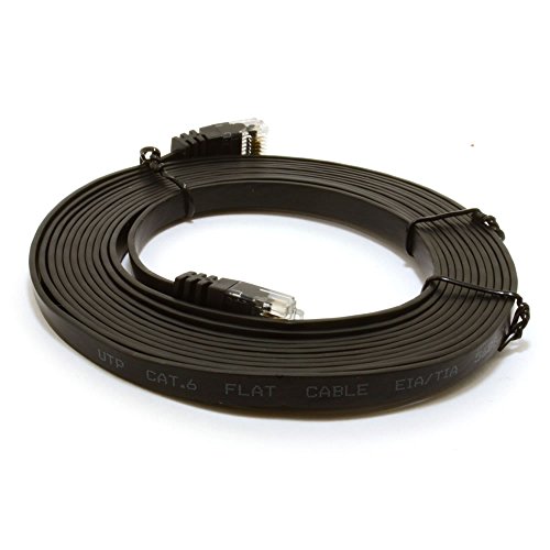 Flach CAT6 Ethernet LAN Patchkabel Kabel Verluste Profil Gigabit RJ45 6 m Schwarz - 3