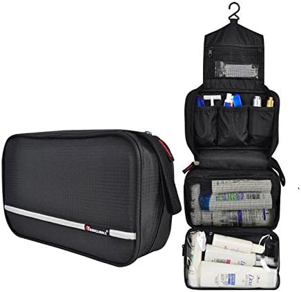 TOILETRY TRAVEL BAG MALE/FEMALE small/medium PORTABLE ORGANISER BAG - Foldable Overnight Travel bag. Water Proof Toiletry bag. Nylon Unisex Wash Bag (Cyan)