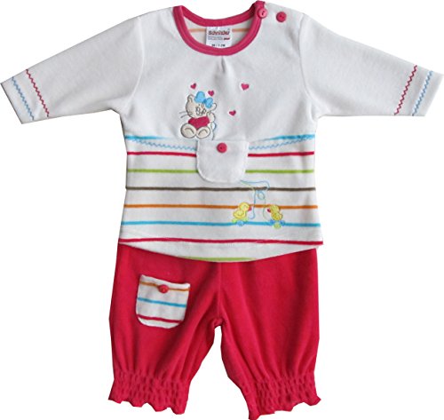 Schnizler Baby Girls Tracksuit Jogging Suit Velour Kitten, Size 68, Multicoloured (Original 900)