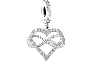 MON & SONS Mother Son I Love You Heart Hands Infinity Together Charm Bead Pendant 925 Sterling Silver Dangle Compatible With Pandora Charm Bracelet