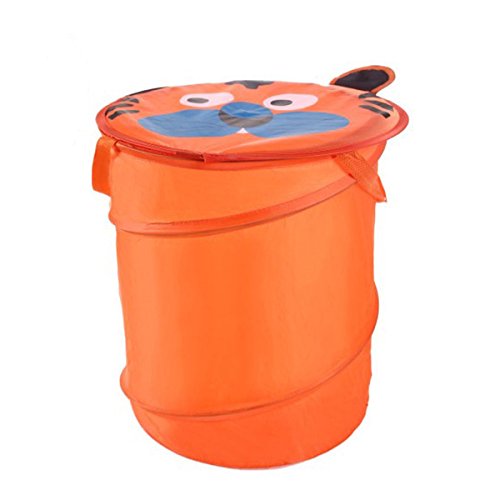 ALLTOP Foldable Cartoon Pop up Laundry Toy Bin Storage Hamper Box Foldable Basket for Kids (Both Girls and Boys), Orange