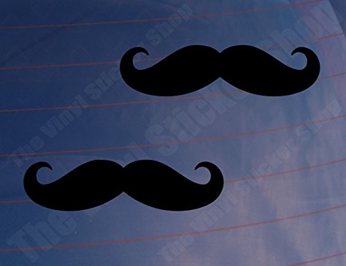 2x Car Stickers MOUSTACHE Funny Movember Van Window Bumper Boot Laptop Decals