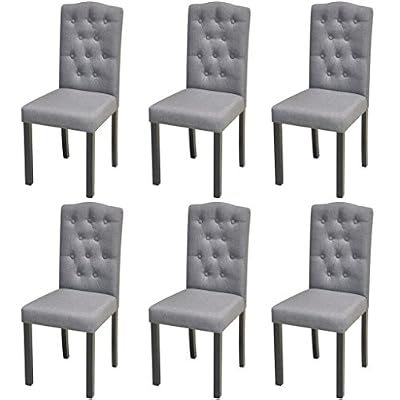 vidaXL 6 Chaises en tissu d'ameublement pour salle à manger Gris Foncé