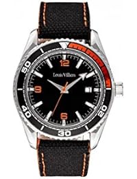Reloj hombre Louis Villiers reloj 43 mm acero negro y brazalete negro de piel lv1043