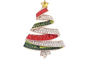 SUNJIAQI Rhinestone Christmas Tree Brooch for Women Beauty New Year Tree Brooch Pin Holiday Party Decorations Xmas Banquet Pin for Scarf Suit Daily Wear